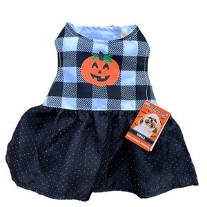 Halloween Pet Jack-o'-lantern Black and White Plaid SimplyDog Dog Dress NWT